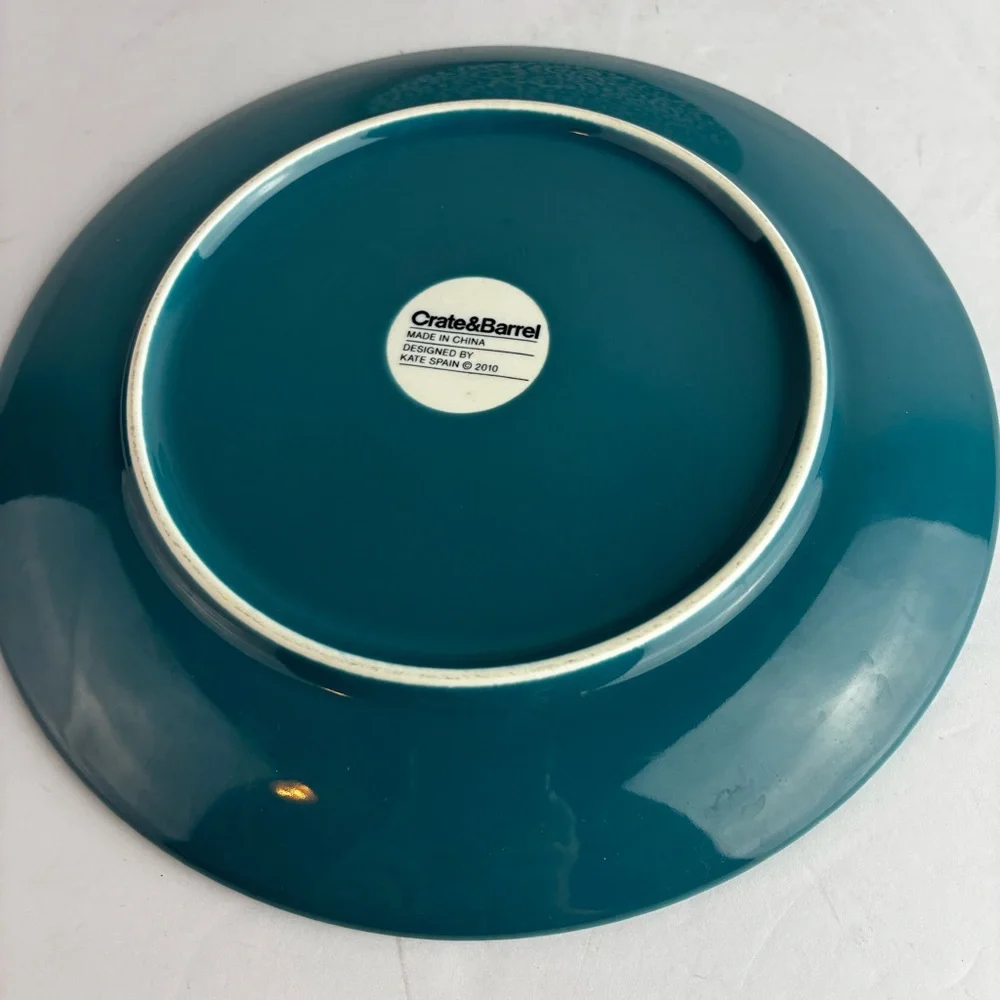 Crate & Barrel Delilah Teal Salad Plates Set of 2